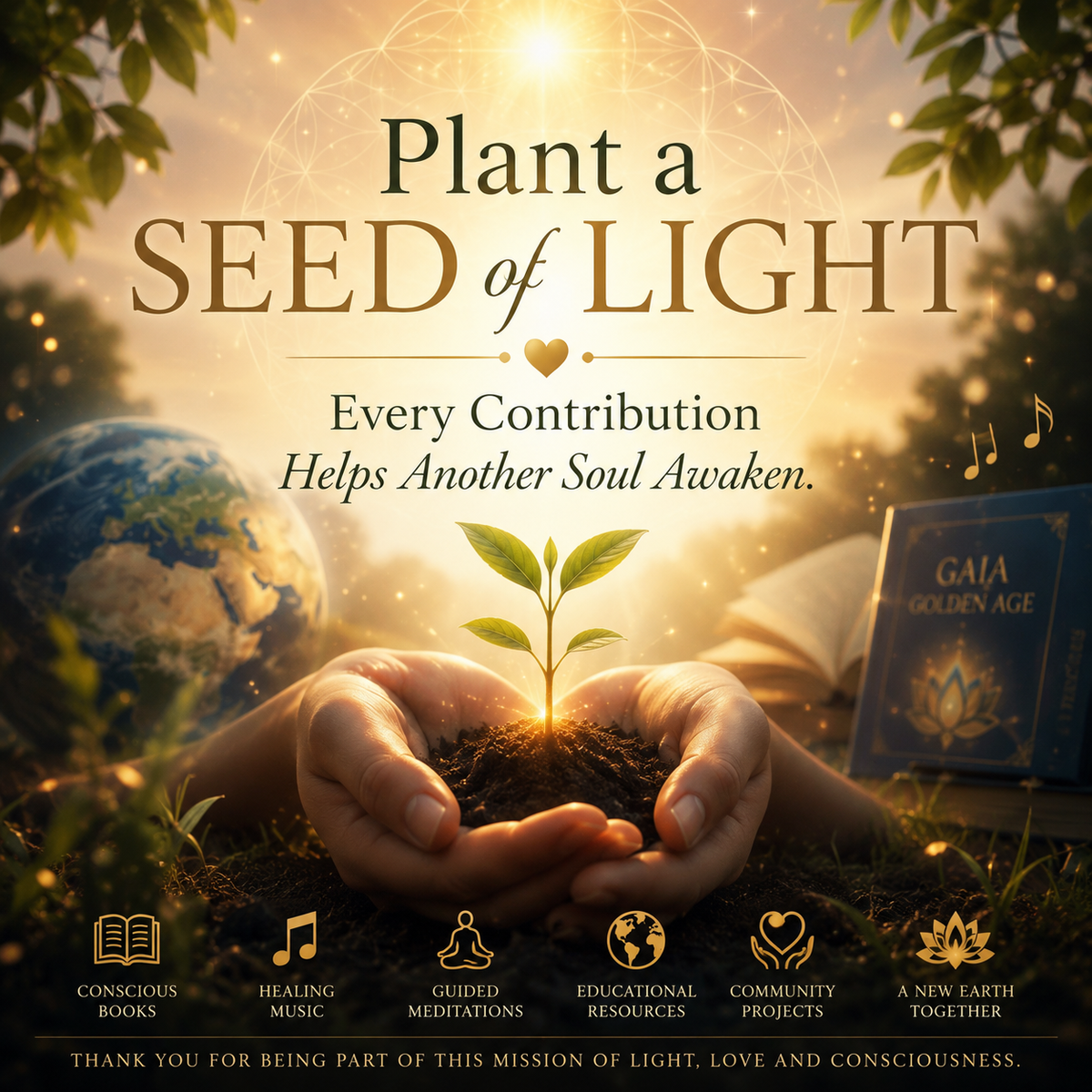 Plant a Seed of Light:  Every Contribution Helps Another Soul Awaken.