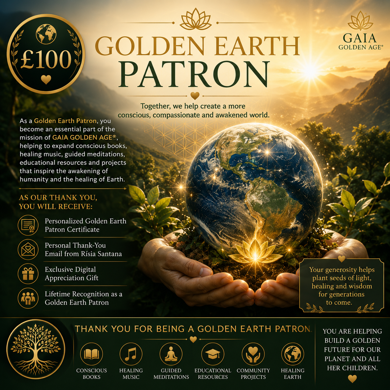 🌍 Golden Earth Patron £100 — Your support helps cultivate a more conscious humanity.