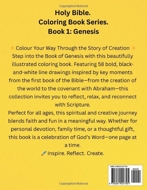 Holy Bible: Coloring Book Series. Book 1. Genesis